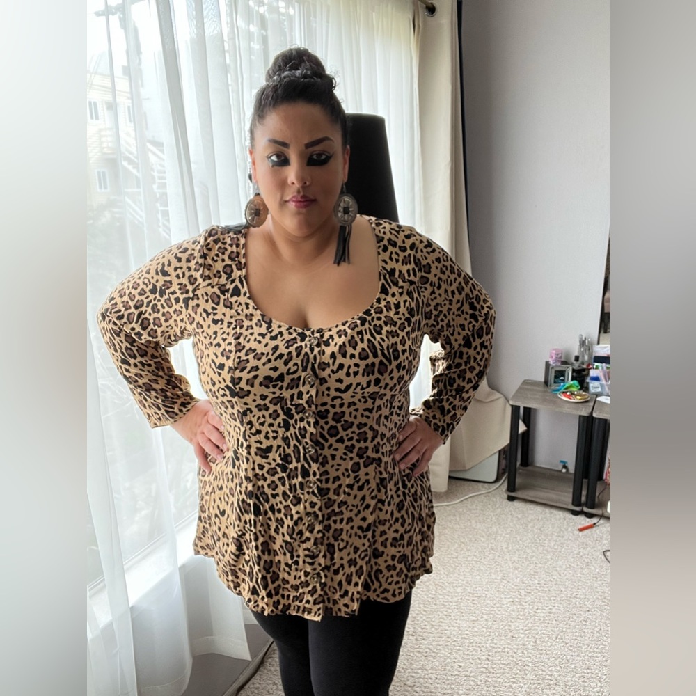 Leopard Print Peplum Blouse